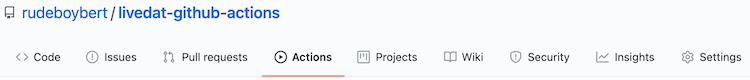 Screenshot of GitHub Actions tab