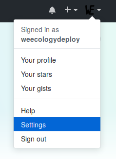 Screenshot of GitHub Settings menu