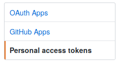 Screenshot of Personal access tokens menu item