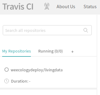 Screenshot of My Repositories menu on Travis